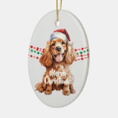 Buff Cocker Spaniel Santa Hat Holiday Beads Keramisch Ornament (Links)