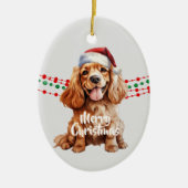 Buff Cocker Spaniel Santa Hat Holiday Beads Keramisch Ornament (Voorkant)