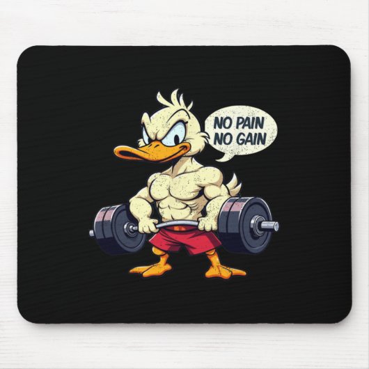 Buff Duck Geen pijn Geen Gain Gym Workout Winkelw Muismat (Voorkant)