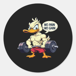  Buff Duck Geen pijn Geen Gain Gym Workout Winkelw Ronde Sticker