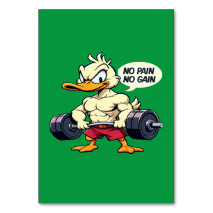 Buff Duck No Pain No Gain Gym Workout Cartoon Kaart