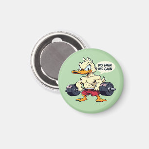 Buff Duck No Pain No Gain Gym Workout Cartoon Magneet