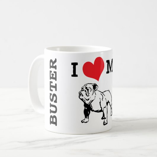 Buff English Bulldog Aangepaste naam Koffiemok (Voorkant links)