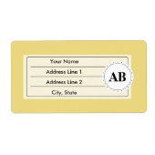 Buff gele vaste kleur met monogram etiket (Voorkant)