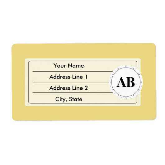 Buff gele vaste kleur met monogram etiket (Voorkant)