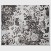 Buff Grey Brown Tone  Floral Toile Cadeaupapier (Vlak)