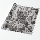 Buff Grey Brown Tone  Floral Toile Cadeaupapier (Uitgerold)