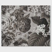 Buff Grey Modern Floral Toile Cadeaupapier (Vlak)