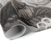 Buff Grey Modern Floral Toile Cadeaupapier (Rol Hoek)
