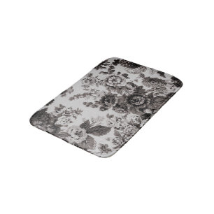 Buff Grey Taupe  Floral Toile Badmat