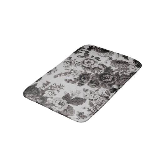 Buff Grey Taupe  Floral Toile Badmat (Gekanteld)