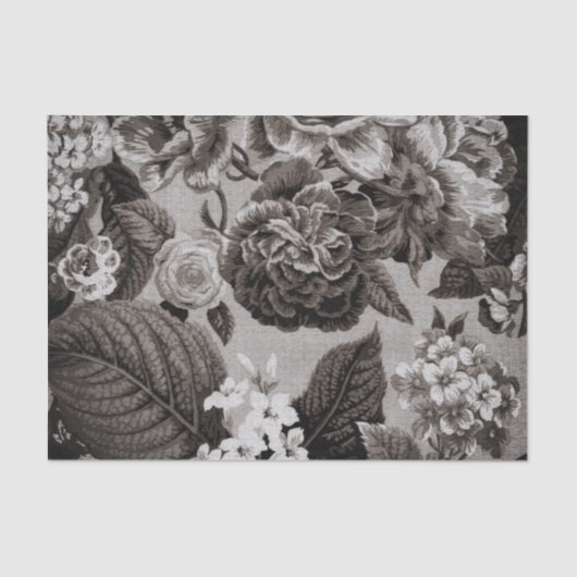 Buff Grey Taupe Floral Toile No.1 Tissuepapier (Voorkant)