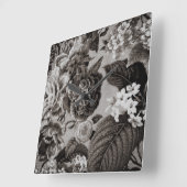 Buff Grey Taupe  Floral Toile No.1 Vierkante Klok (Hoek)