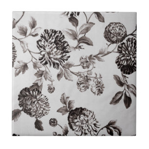 Buff Grey Taupe  Floral Toile No.2 Tegeltje