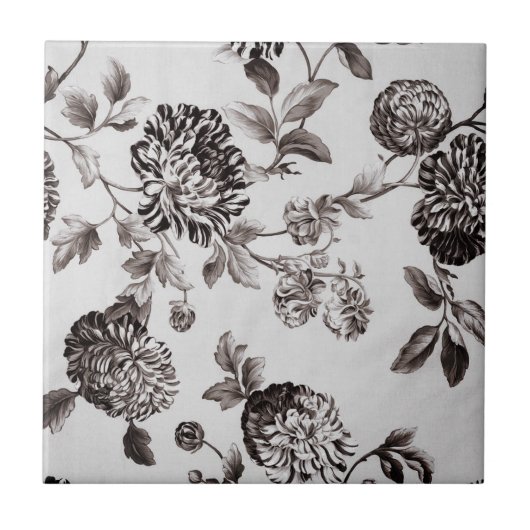 Buff Grey Taupe  Floral Toile No.2 Tegeltje (Voorkant)