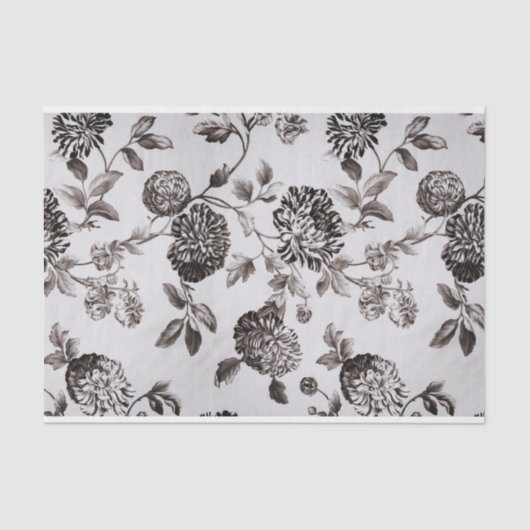 Buff Grey Taupe  Floral Toile No.2 Tissuepapier (Voorkant)
