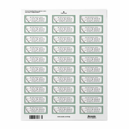  Buff Hen Egg Carton Return Label (Full Sheet)