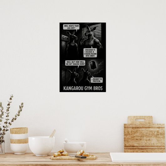 Buff Kangaroo Gym Bros Comic Poster (Keuken)
