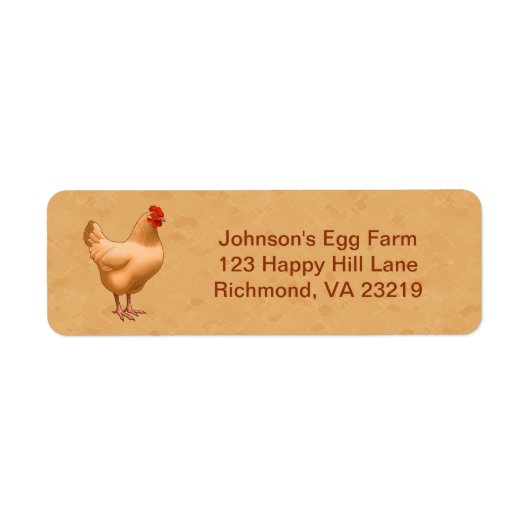 Buff Orpington Chicken Hen Etiket (Voorkant)