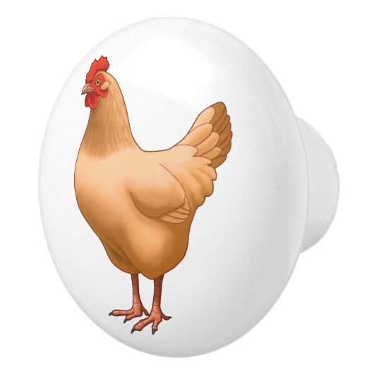 Buff Orpington Chicken Hen Keramische Knop (Rechts)