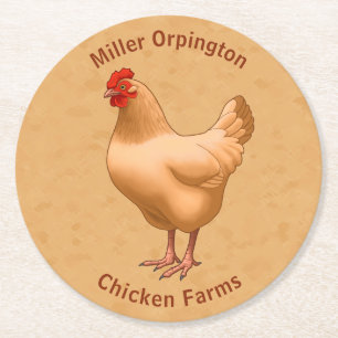Buff Orpington Chicken Hen Ronde Kartonnen Onderzetter