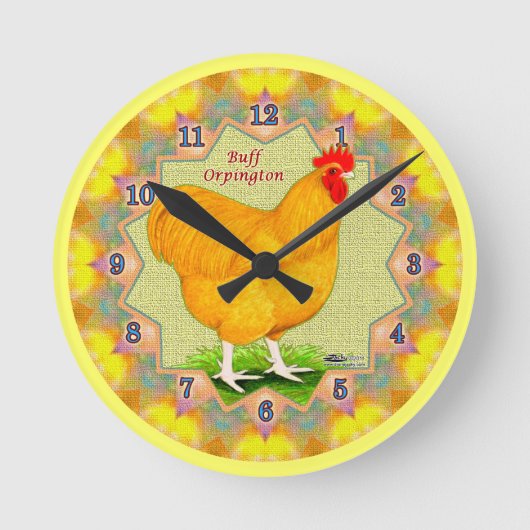 Buff Orpington Rooster Clock Ronde Klok (Voorkant)