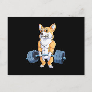 Buff Power Lifting Corgi Bodybuilder Aankondigingskaart