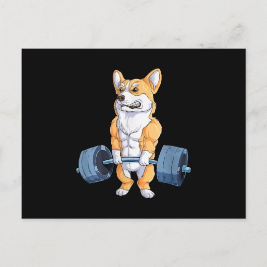 Buff Power Lifting Corgi Bodybuilder Aankondigingskaart (Voorkant)