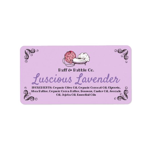 Buff puff zeep schotel bad zouten handgemaakte zee etiket (Voorkant)