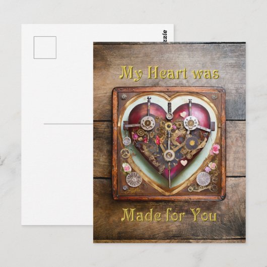 Buff Red Heart Steampunk-serie Briefkaart (Voorkant / Achterkant)