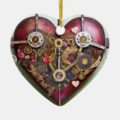 Buff Red Heart Steampunk-serie Keramisch Ornament (Voorkant)