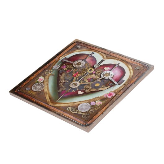 Buff Red Heart Steampunk-serie Tegeltje (Zijkant)