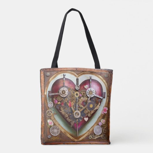 Buff Red Heart Steampunk-serie Tote Bag (Achterkant)