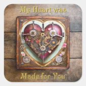 Buff Red Heart Steampunk-serie Vierkante Sticker (Voorkant)