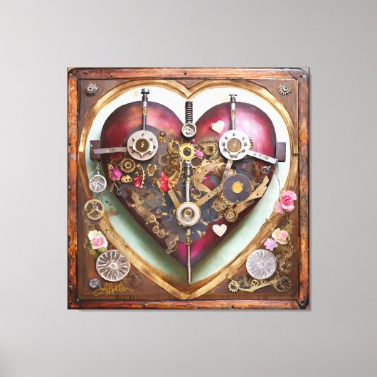 Buff Red Heart Steampunk Series Canvas Afdruk (Voorkant)