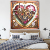 Buff Red Heart Steampunk Series Canvas Afdruk (Insitu (Slaapkamer))