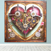 Buff Red Heart Steampunk Series Canvas Afdruk (Insitu (Houten vloer))