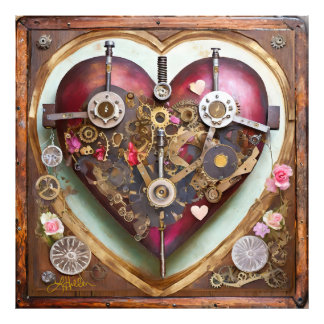 Buff Red Heart Steampunk Series Foto Afdruk