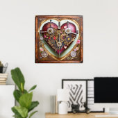 Buff Rode Hart Stoomtech Serie Poster (Thuiskantoor)