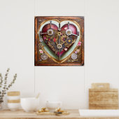 Buff Rode Hart Stoomtech Serie Poster (Keuken)