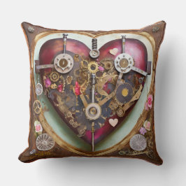 Buff Rood Hart Steampunk Serie Kussen