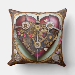 Buff Rood Hart Steampunk Serie Kussen