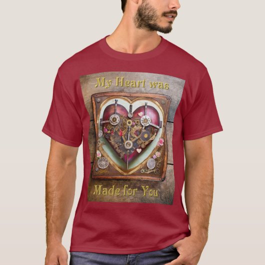 Buff Rood Hart Steampunk Serie T-shirt (Voorkant)