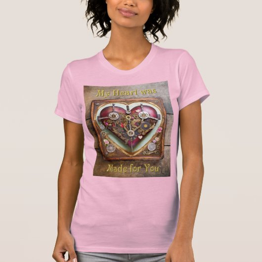 Buff Rood Hart Steampunk Serie T-shirt (Voorkant)