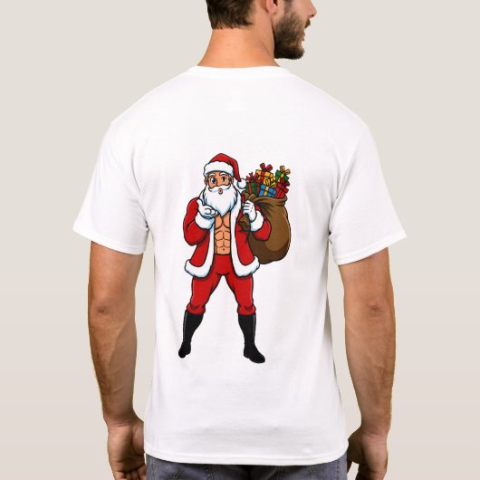 Buff Santa Blowing Kiss! Ripped Abs & Sweet Christ T-shirt (Achterkant)