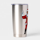 Buff Santa Peace Sign! Ripped Abs & Funny Christma Geïsoleerde Drinkbeker (Rechts)