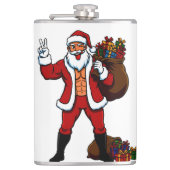 Buff Santa Peace Sign! Ripped Abs & Funny Christma Heupfles (Voorkant)