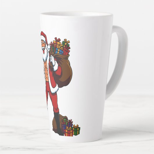 Buff Santa Peace Sign! Ripped Abs & Funny Christma Latte Mok (Rechterhoek)