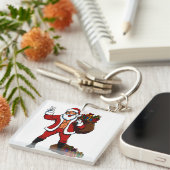 Buff Santa Peace Sign! Ripped Abs & Funny Christma Sleutelhanger (Voorkant Rechts)