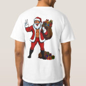 Buff Santa Peace Sign! Ripped Abs & Funny Christma T-shirt (Achterkant)